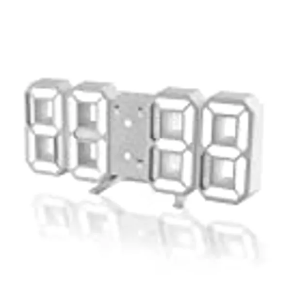 ROYEO 3D Digital Alarm Clock for Bedrooms, LED Desk USB Electrify Digital Wall Alarm Clock for Office Home Living Room (White) onesize