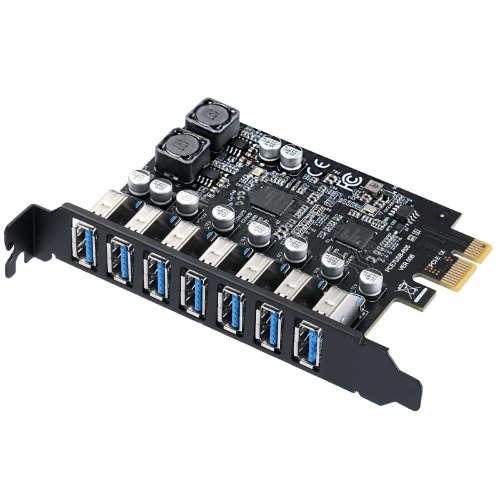 MZHOU 7 Port PCI Express Expansion Card, USB 3.0 7 Port Front Expansion Card, Connect 7 Devices Expanded - 7 USB 3.0