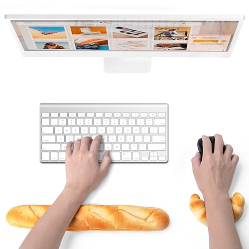 Soft Toast Bread Baguette Shape Anti-Skid Keyboard Wrist Rest Support & Mouse Wrist Support for Office,Computer,Laptop& Mac - Keyboard & Mouse Wrist Support