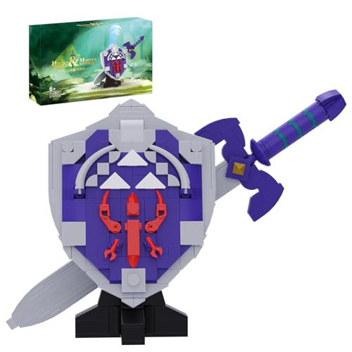 Hylian Shield and Master Sword Building Kit, Unique BOTW Decorations for Breath of The Wild Building Toys, For Adult Collectors Boys and Girls Aged 6-12, Christmas New Year Gifts (378 Pcs) - Master Sword