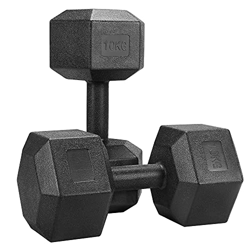 Yaheetech 2x4kg/2x5kg/2x6kg/2x7.5kg/2x8kg/2x10kg (Sold in Pair) Dumbbells Set Arm Hand Weight Dumbbell Hexagon Dumbbell for Strength Training Home Workout Aerobic - 20.0 Kilograms