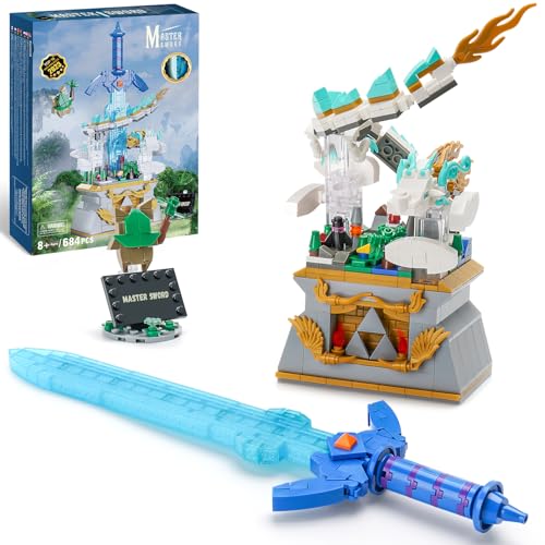 Sillbird Master Sword Building Set with Dragon, Glowing Link Sword Building Toys, Hyrule Castle Collection Display Model, Birthday Gifts for Kids Boys Girls Ages 8-12 (684pcs)