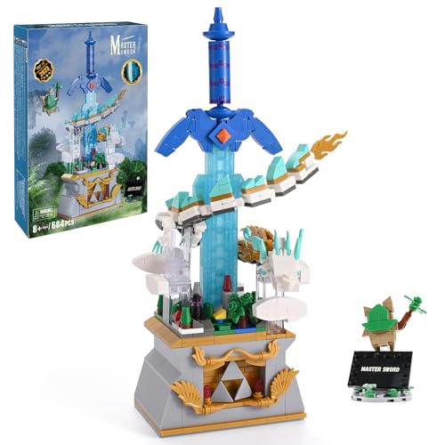 Sillbird Master Sword Building Set with Dragon, Glowing Link Sword Building Toys, Hyrule Castle Collection Display Model, Birthday Gifts for Kids Boys Girls Ages 8-12 (684pcs)