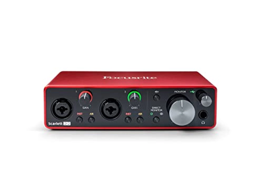 Interface audio USB Focusrite Scarlett 2i2 de 3e génération pour l'enregistrement des prises de son haute fidélité, de qualité studio, et tous les logiciels dont vous avez besoin pour enregistrer