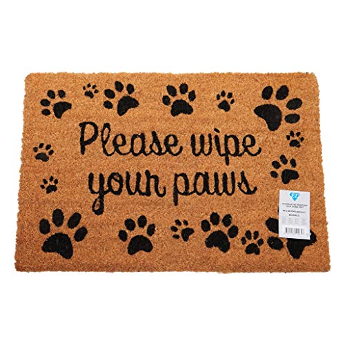 Please Wipe Your Paws Door Mat Non-Slip Natural Coir Indoor & Outdoor Welcome Mat 60 x 40cm