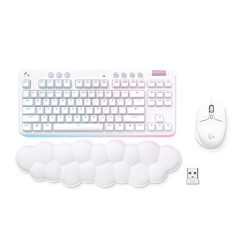 Logitech G Wireless Gaming Combo, G715 Keyboard Tactile + G705 Mouse, Customizable LIGHTSYNC RGB Lighting, Lightspeed Wireless, Bluetooth, PC/Mac/Laptop - White Mist - Wireless - Tactile - Keyboard + Mouse