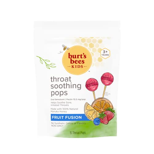 Burt's Bees Kids Throat Soothing Pops, Fruit Fusion, 15 Count - Cherry