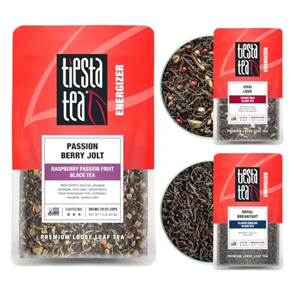 Tiesta Tea - Black Loose Leaf Tea Gift Box, 3 Pouches, High Caffeine, Hot & Iced Tea, Variety Pack with Chai, Fruit Black & English Breakfast Tea Bags, Loose Leaf Black Tea Assortment