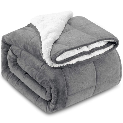 HBselect Gewichtsdecke Therapiedecke Sherpa Weighted Blanket Oeko-TEX® 100 Standard beschwerte Flauschige Decke, Füllmaterial von Premium Glaskügelchen, Schlaftiefe zu verbessern - Dunkelgrau 150x200 cm, 6,8kg