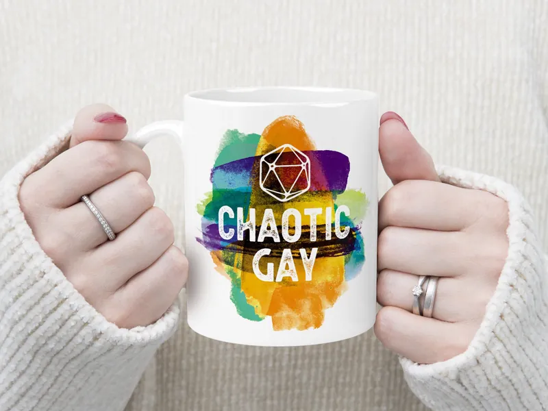 DnD Chaotic Gay LGBTQ Dungeons and Dragons Mug Gift