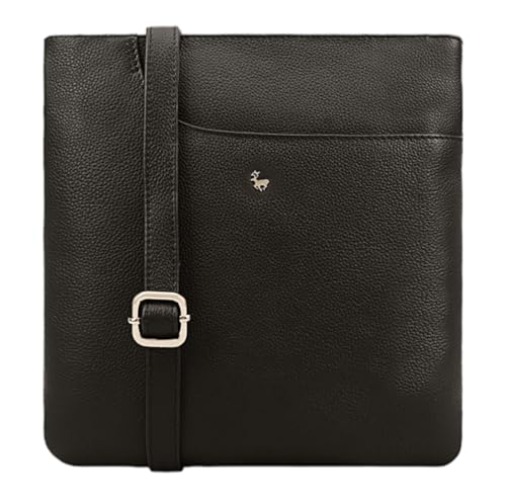 Lloyd Baker Genuine Leather Crossbody Bag, Soft Shoulder Handbag with Adjustable Strap, Phone Bag, Compact Size with Multiple Compartments, KANATAL - Jet Black