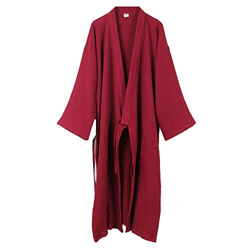 MORE Men's Japanese Kimono Double Gauze Cotton Robe Plus Size Zen Clothing Taoist Clothing ROBE - L - Color02