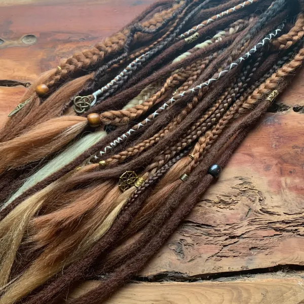 Viking Brown dreads | clip in /ponytail / Viking festival/ Viking wedding/Dreadlock wraps |synthetic dreadlocks - brown dreads and braids