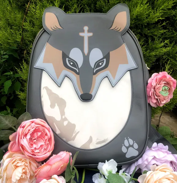 Wolf Warrior Ita Bag Pin Display Backpack Quirky Kawaii Apparel Enamel Pins