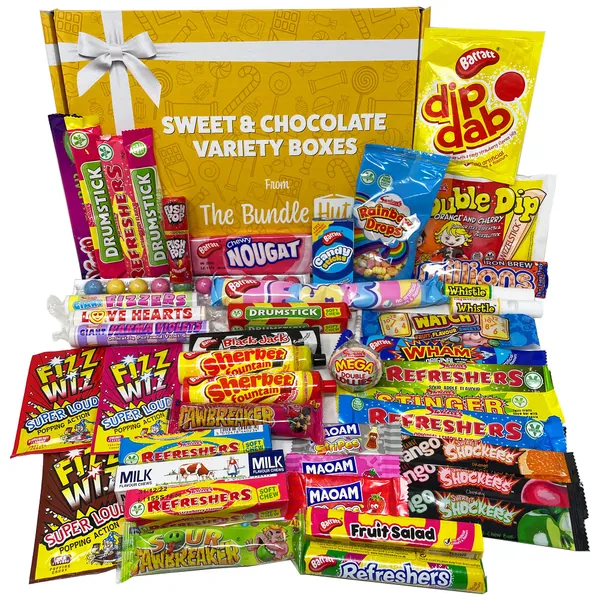 Retro Sweets Gift Box Hamper Selection Box from The Bundle Hut: Packed with 41 Different Old School 90's Retro British Sweets, Gift for Christmas, Birthdays, 1.2kg