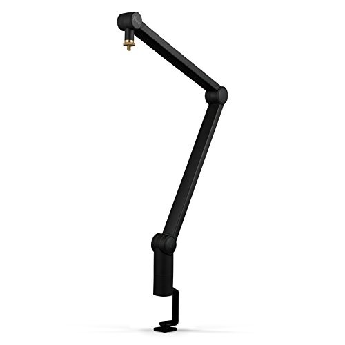 Logitech Microphones for Creators, Compass Premium Tube-Style Microphone Broadcast Boom Arm with Internal Springs, Desktop Clamp & Built-in Cable Management for Recording, Gaming, Streaming - Black - Boom Arm