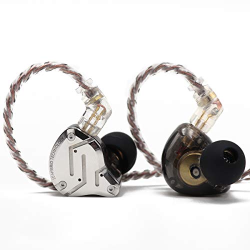 Linsoul KZ ZS10 Pro, 4BA+1DD 5 Driver in Ear Monitor, HiFi Wired Earbuds, Gaming Earbuds, Hybrid IEM Earphones with Stainless Steel Faceplate, 2 Pin Detachable Cable (Without Mic, Black) - Without Mic - Black
