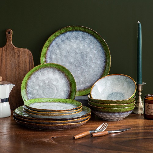 Vancasso Green Gradient Ceramic Tableware Set - 12pc