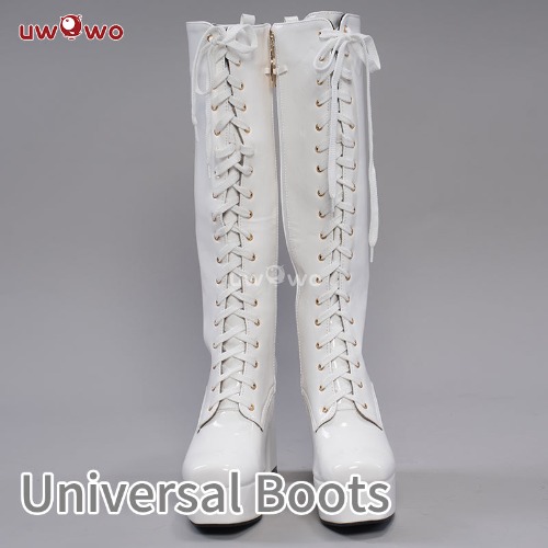 Uwowo Cosplay Shoes Universal Shoes Boots Black Blue White Rose High Tube Boots - White / 41