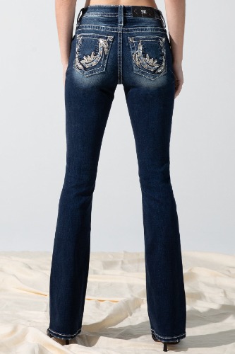 Horseshoe Effect Bootcut Jeans | 26 / Blue