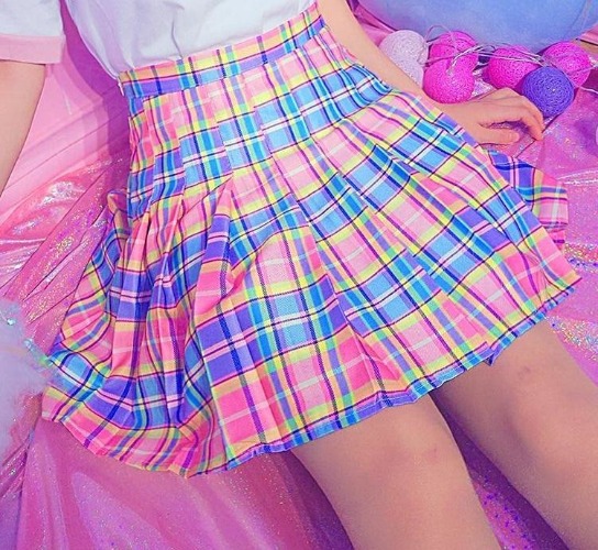 Candy Plaid Skirt - Pink / One Size (Small)