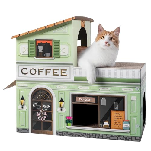 Cardboard Cat House w/ Scratcher: Coffee Shop