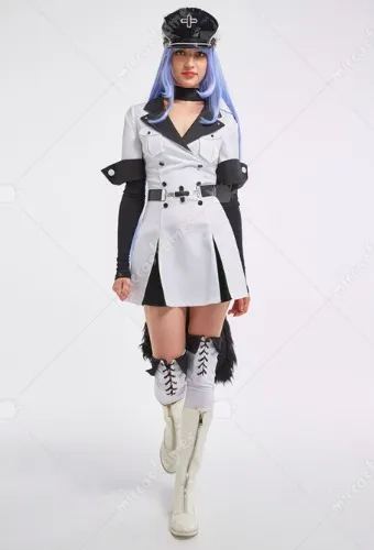 Akame ga Kill Esdeath Cosplay Costume Uniform Dress with Belt Hat Stockings