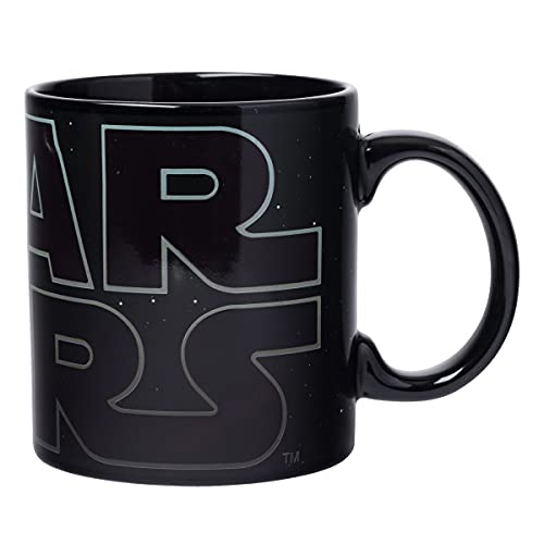 Silver Buffalo Star Wars Logo Heat Reveal Ceramic Coffee Mug Featuring Boba Fett, Yoda, Luke, C3PO, R2D2, Darth Vader, and Stormtrooper, 20-Ounces - Star Wars