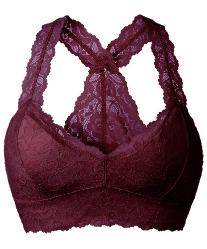 YIANNA Women Floral Lace Bralette Padded Breathable Sexy Racerback Lace Bra