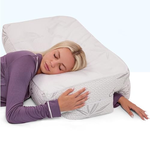 Wife Pillow - Medium Firm High Density Support. Orthopedic Arm Hole Slots for Relief of Shoulder & Neck Pain. Adjustable for Side, Back, Stomach Sleeper. Rayon Shell/Cooling Shredded Memory Foam - Pillow - Cooling Shredded Memory Foam