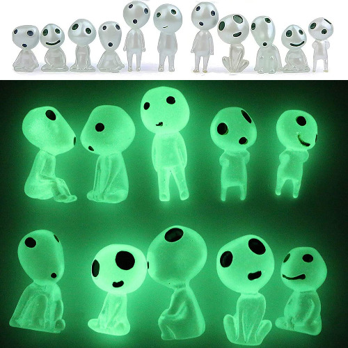 BLUWTE 10pcs Garden Statue Accessories,Princess Mononoke Luminous Tree Elves,Glow in Dark Tree Elves ,Princess Mononoke Tree Spirits for Yard Patio Lawn Micro Landscape … - Blue