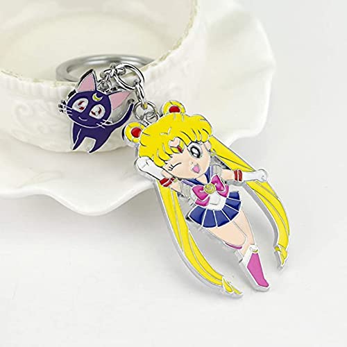 Sailor Moon Tsukino Usagi with cat Key chain Keyring keychain