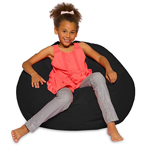Posh Creations Bean Bag Chair for Kids, Teens, and Adults Includes Removable and Machine Washable Cover, Solid Black, 38in - Large - 38in - Large - Solid Black