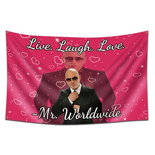 AKIY Live Laugh Love Flag 3x5 Feet Mr Worldwide Wall Flag Decorations Bedroom Living Room Dorm