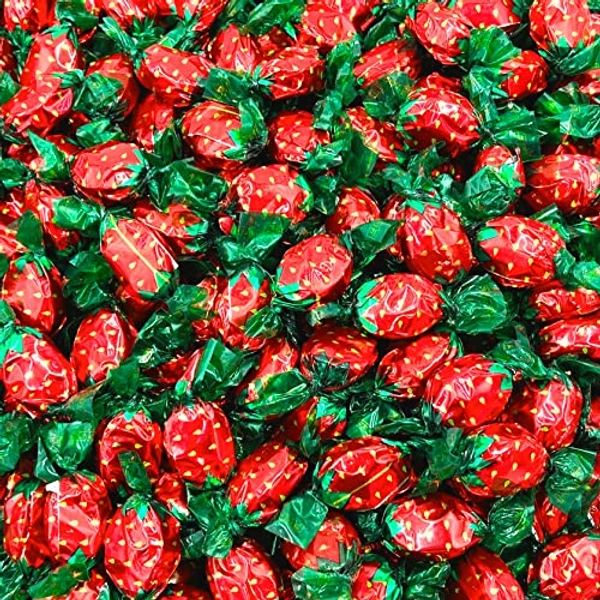 LaetaFood Strawberry Filled Bon Bons Hard Candy, Individually Wrapped (1 Pound Bag) - Red - 16 Ounce (Pack of 1)