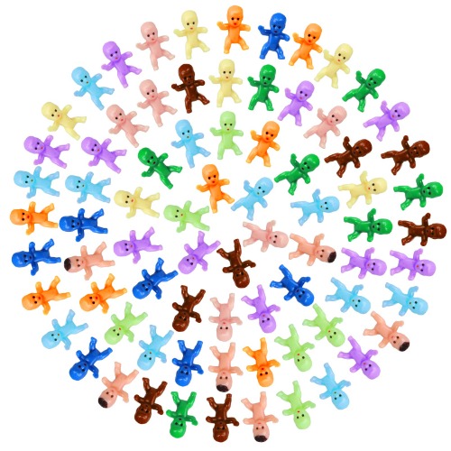 selizo Mini Plastic Babies, 200pcs Tiny Plastic Baby Figurines Small King Cake Babies Bulk for Ice Cube My Water Broke Baby Shower Games (10 Colors) - 10 Colors 100 Pieces