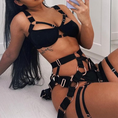 Sensual Goth Harness Set | Black / S