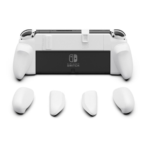Skull & Co. NeoGrip: an Ergonomic Grip Hard Shell with Replaceable Grips [to fit All Hands Sizes] for Nintendo Switch OLED and Regular Model [No Carrying Case] - White - NeoGrip-White