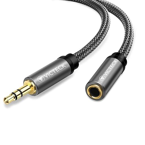 VICTECK Klinke Verlängerung 1m, Nylon 3.5mm Stereo Klinken Audio Verlängerungskabel für AUX Eingänge Buchse Vergoldete Kontakte Kompatibel mit iPad,iPhone oder Smartphones,Tablets, Kopfhörer - 1M