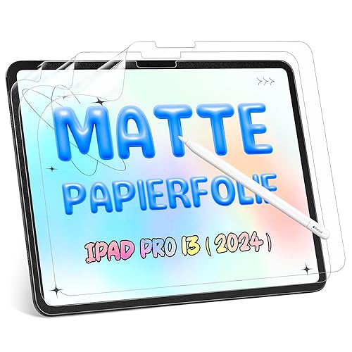 3 Stück Papier Folie Kompatibel mit iPad Pro 13 Zoll M4 (2024), Matte Papierfolie Schutzfolie Displayschutz Film Blendfreiem Feel Paper Film PET Screen Protector for Writing Drawing Sketching - iPad Pro 13 2024