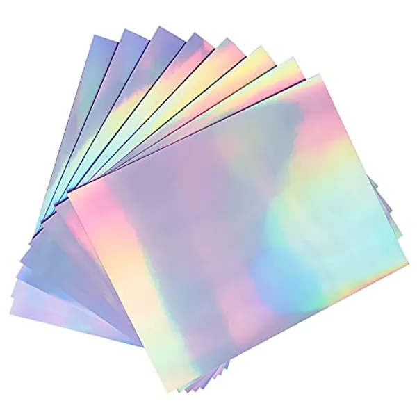 UOKHO Printable Holographic Sticker Paper for Your Ink Jet Printer 8.5 x 11 Inches Dries Quickly Waterproof Sticker Paper Rainbow Vinyl Sticker Paper 20 pcs