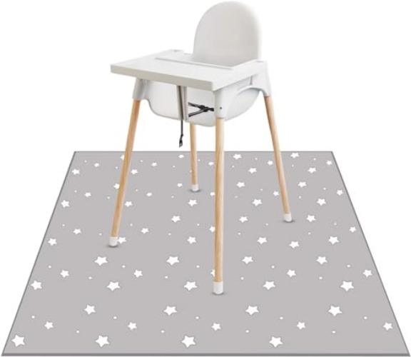 Lookka Highchair Splash Mat, 51 * 51 Inch Large Waterproof Non-Slip Baby Splat Mat Weaning Pet Spill Mat, Washable Mess Mat for Art Craft Painting and Table Cloth - 51*51Inch-Star
