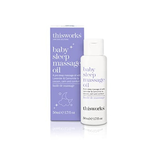 This Works Baby Sleep Massage Oil, a 100% Natural, Dermatologically Tested Baby Oil, with Lavender, Camomile and Sweet Almond Essential Oils to Nourish and Protect, Suitable for 6+ Months, 75ml