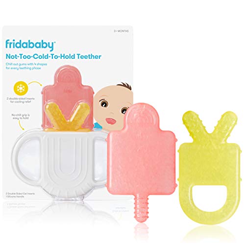 Frida Baby Teething Relief Not-Too-Cold-to-Hold Baby Teether | 4-in-1 Teether Toy, BPA-Free Silicone Teething Toy