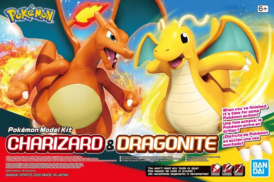 Bandai Hobby Charizard & Dragonite Kit de Modelo Pokemon, Multicolor