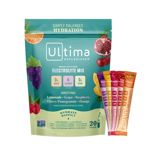 Ultima Replenisher Daily Electrolyte Drink Mix – Original Variety, 20 Stickpacks – Hydration Packets with 6 Electrolytes & Minerals – Keto Friendly, Vegan, Non- GMO & Sugar-Free Electrolyte Powder - Variety Pack