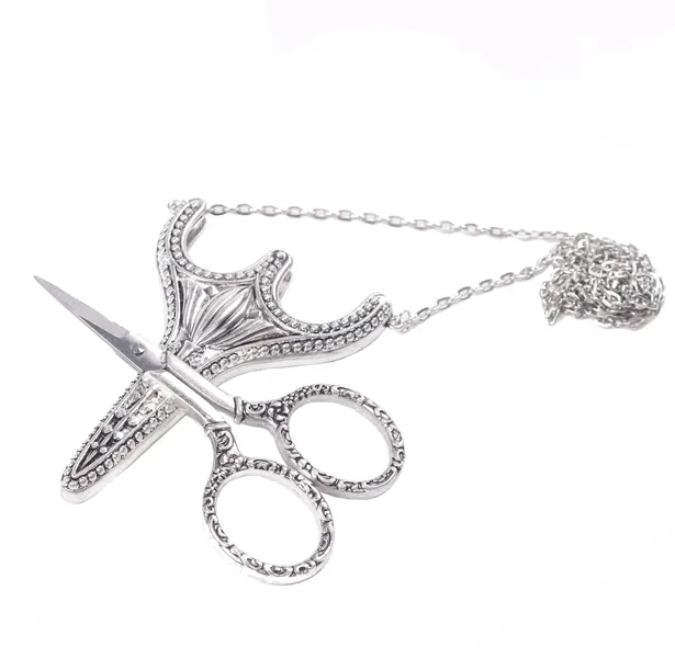 BIHRTC Stainless Steel Sharp Tip Sewing Snips Thread Cutter Safety Scissors with Sheath Chain for Embroidery, Sewing, Craft, Art Work & Everyday Use (Silver-1) - Silver-1