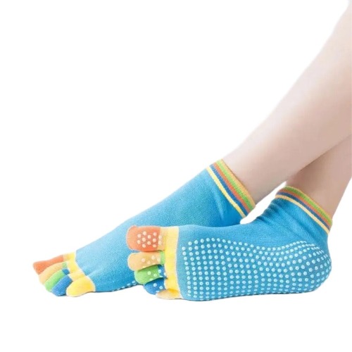 Blue Yoga Rainbow Toe Socks (Adult Medium)