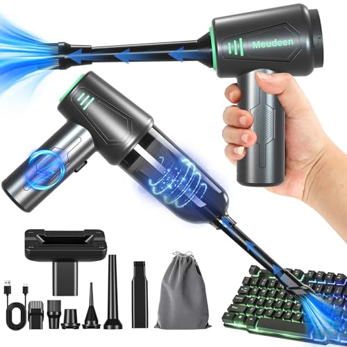 Meudeen Compressed Air Duster - Mini Vacuum - Keyboard Cleaner 3-in-1-150000RPM Portable Electric Air Can - Cordless Blower Computer Cleaning Kit(Air-118 Pro)