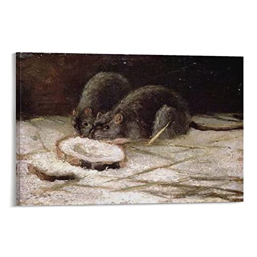 Vincent Van Gogh Two Rats Wall Art Poster Scroll Canvas Painting Picture Living Room Decor Home Framed/Unframed 12x18inch(30x45cm) - 12x18inch(30x45cm) - Frame-style